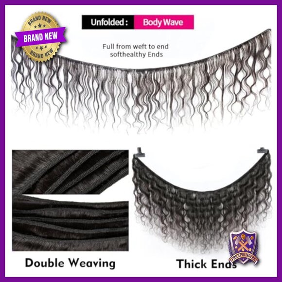 Body Wave Human Hair Extensions 3 Bundles Brazilian Virgin Hair 16 Inch main image 5